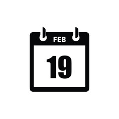 calender icon, 19 february icon with white background
