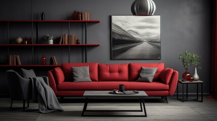 livingroom red and gray