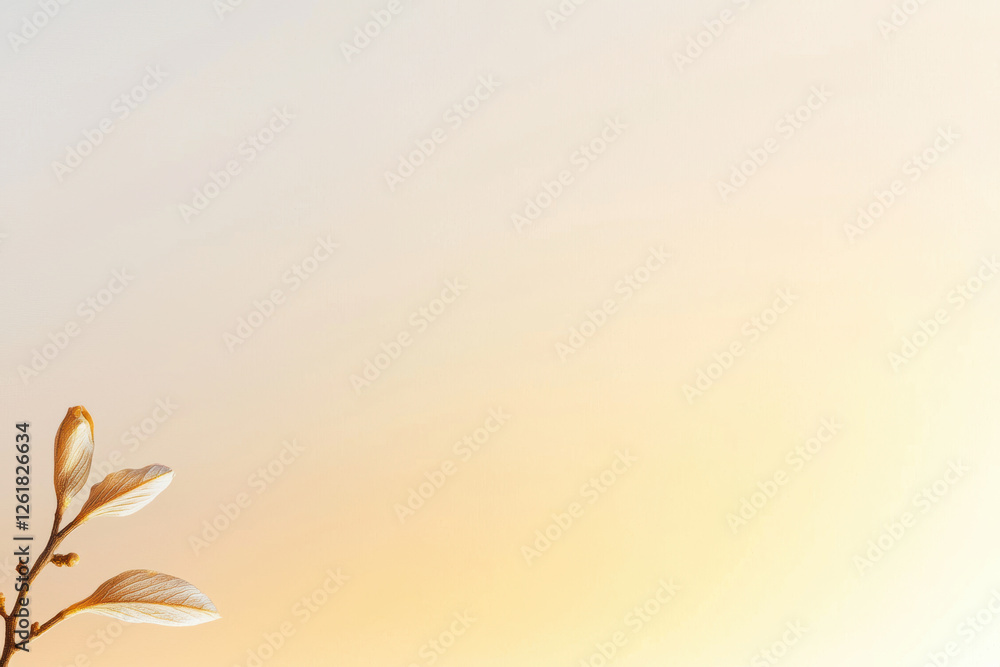 Poster delicate leaves against soft gradient background create serene atmosphere