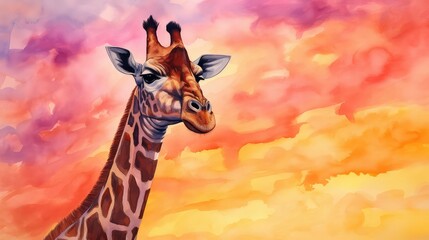 painting giraffe water color