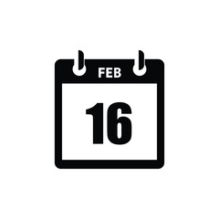 calender icon, 16 february icon with white background