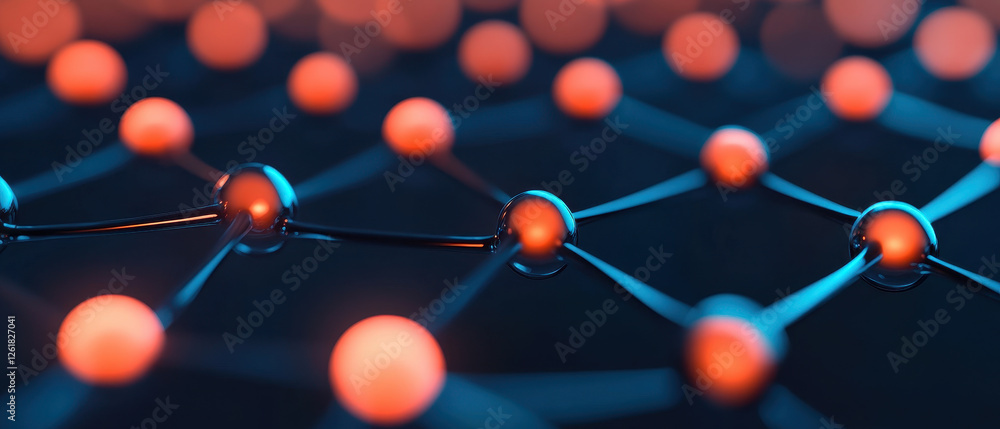 Aufkleber microscopic view of self replicating nanorobots showcasing intricate connections and glowing nodes, 