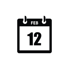 calender icon, 12 february icon with white background