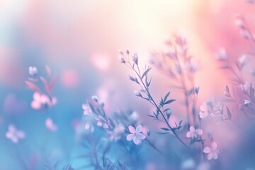 Pastel Pink and Blue Flowers Soft Focus Spring Photography