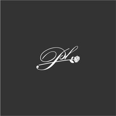 Initial PL art illustration flower design creative