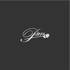 Initial PM art illustration flower design creative