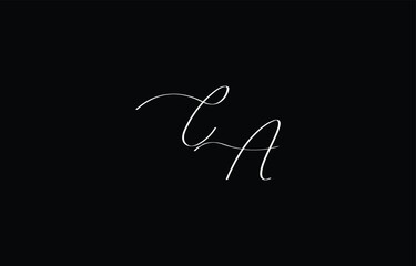 A minimal yet stylish depiction of white cursive lettering forming CA on a dark background, symbolizing elegance and simplicity.