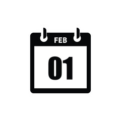 calender icon, 01 february icon with white background