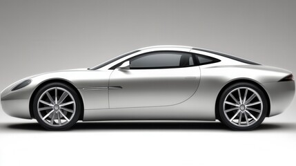 Sleek Silver Sports Coupe Side Profile View