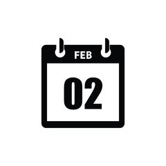 calender icon, 02 february icon with white background