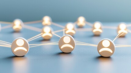 Obraz premium A digital representation of interconnected user icons, symbolizing networking and communication within a community or social platform.