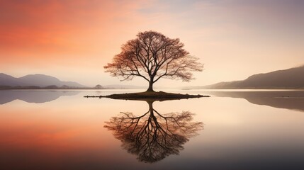 Fototapeta premium reflection beech tree silhouette