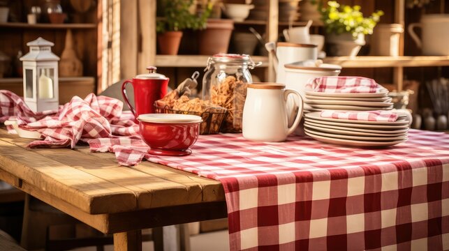 checke red checkered tablecloth