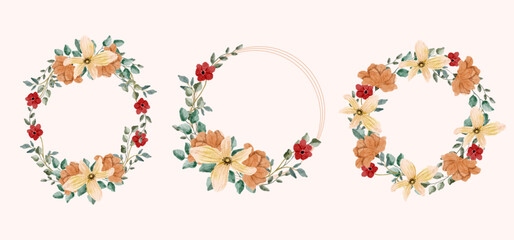 collection of yellow orange floral watercolor wreath