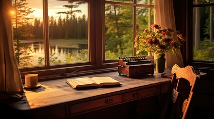 rustic desk window