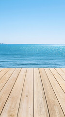 Tranquil Seascape: Wooden Deck Overlooking Serene Ocean