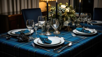 napkins blue tartan
