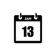 calender icon, 13 january icon with white background