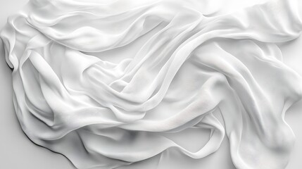 Obraz premium White silk fabric draped elegantly. Background is plain white. Use fashion, textile design