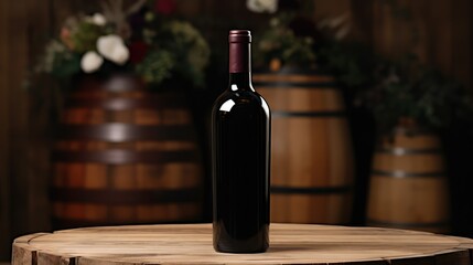 up wine bottle with blank label