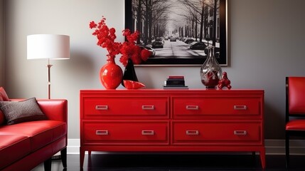 glossy red furniture