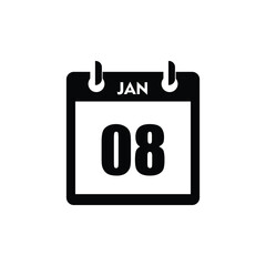 calender icon, 08 january icon with white background
