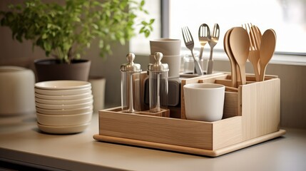 utensils wooden boxes