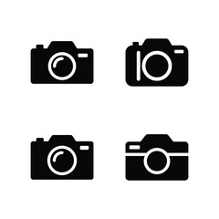 Set of camera icon symbol vector on white background.