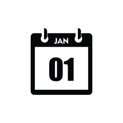 calender icon, 01 january icon with white background