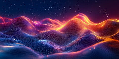 Fototapeta premium Abstract futuristic wireframe with neon, 3D render, Generative AI