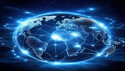 Fototapeta premium Global Network: A Visualization of Worldwide Connectivity