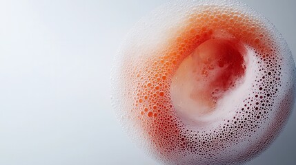 Abstract Red Liquid with Bubbles and Foam Texture