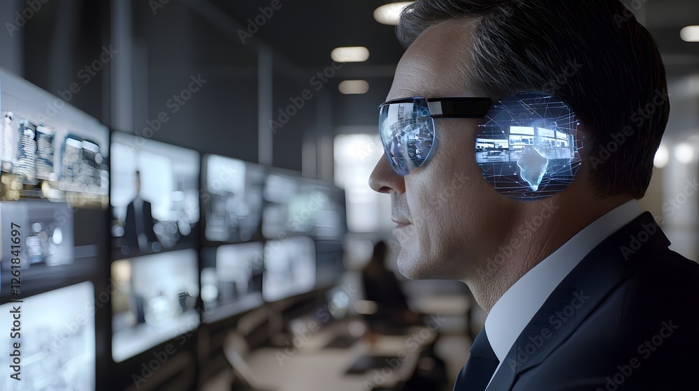 Poster holographic virtual call featuring multiple holograms in a softly blurred office environment represe