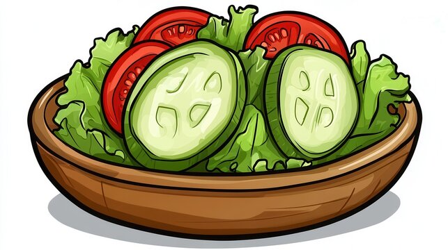 recommend clip art: Fresh Salad of Tomatoes Cucumbers and Lettuce in a Wooden Bowl