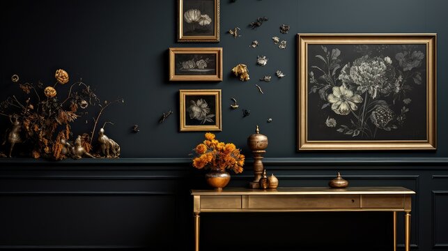 focal gold frame on wall