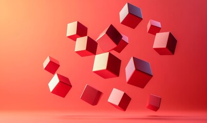 Obraz premium Abstract minimalist cubes, fluid design, 3d render, Generative AI