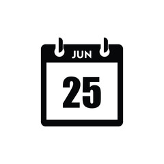 calender icon, 25 june icon with white background