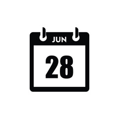 calender icon, 28 june icon with white background