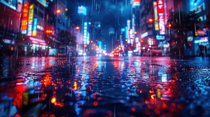 Naklejka premium Rainy Night in the City