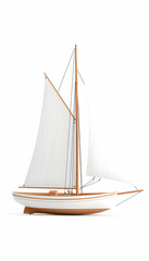 Obraz premium Sailing boat floating on white background for nautical adventures or water transport. Generative AI