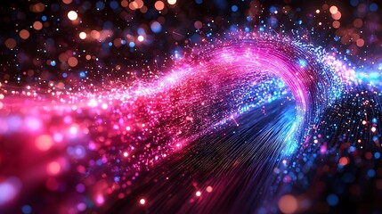 Pink and blue light trails swirl, abstract background, digital art, perfect for website backgrounds