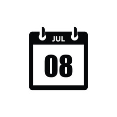 calender icon, 08 july icon with white background