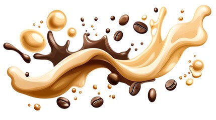 Creamy Coffee Splash: A Digital Illustration of Intertwined Coffee and Cream AI Generated