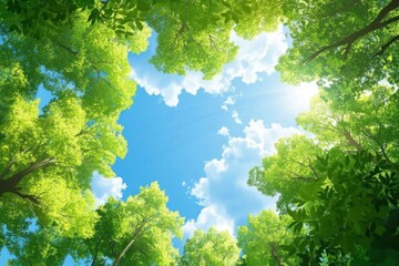 Enchanted Forest Vector Illustration With Trees, Plants, and Wildlife