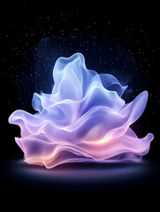 Soft glowing cloud over dark ground. Use for ethereal or abstract concepts. Generative AI