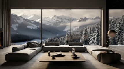 photograph blurred mountain interior design