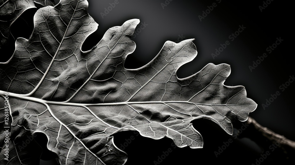 Sticker close oak leaves black and white