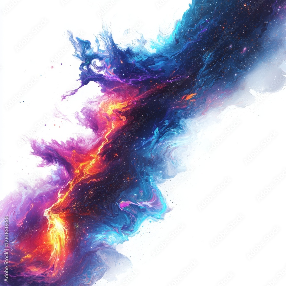 Wall mural vibrant abstract cosmic swirl of color with fiery accents and deep space texture in rich shades of b