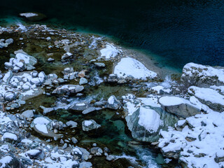 Dramatic view of a river waving in winter, Oboke Gorge in Tokushima Prefecture in Japan, Travel or outdoor, High resolution over 50MP