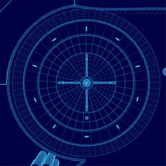 A blue drawing of a roulette table with a blue background. The table is shown in a top view